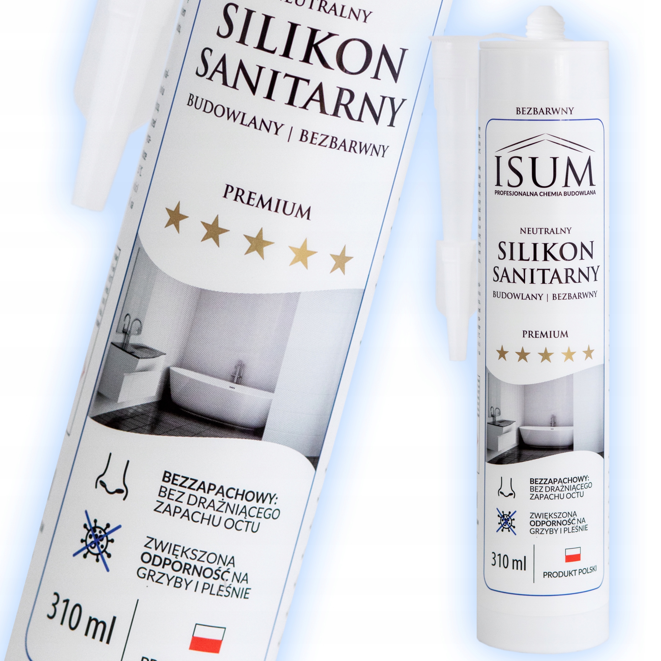 ISUM neutralny silikon sanitarny budowlany 310ml BEZBARWNY