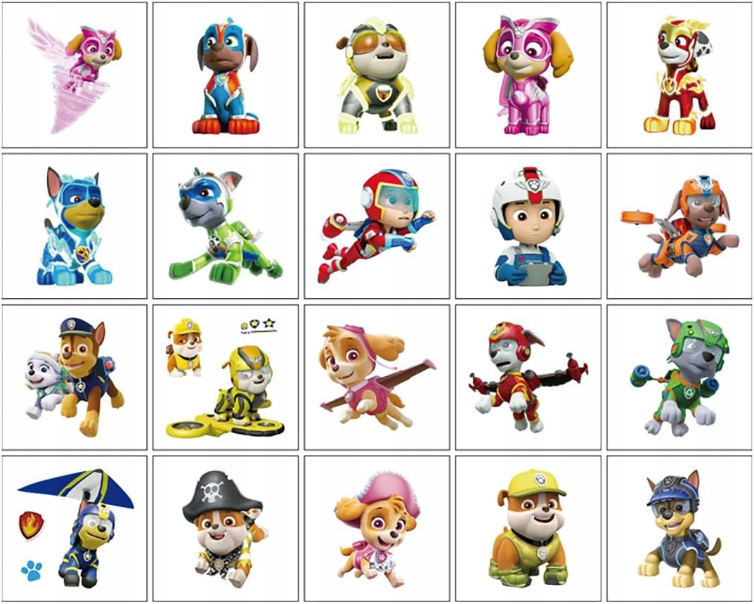 PSI PATROL Zestaw Tatuaży Dla Dzieci wielkość 5cm różne wzory – 20 szt